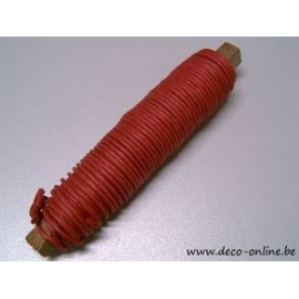 FIL PAPIER (PAPER WIRE) ROUGE 0.80MM 22M SUR BATONNET EN BOIS 1PC