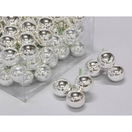 BOULE DE NOEL 30MM SILVER SHINY 72PCS