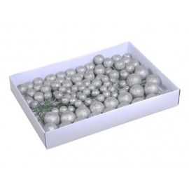 BOULE DE NOEL 20/30/40MM SILVER GLITTER 100PCS