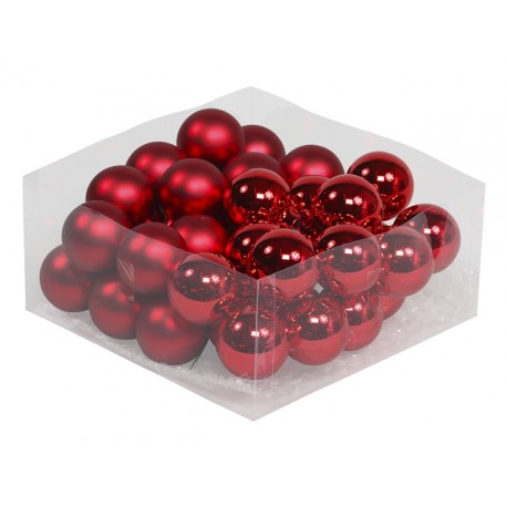 KERSTBOLLEN 40MM RED COMBI 36ST