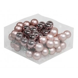 BOULE DE NOEL 30MM SMOKKEY ROSE 18PCS