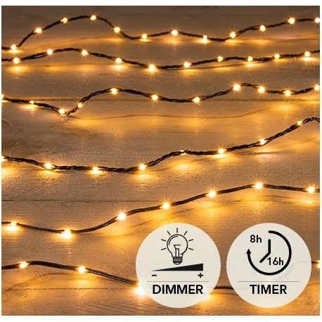 DRAADVERLICHTING ZWART 100L/3M LED CLASSIC  6/18U TIMER 3XAA (ZONDER batterij!!)