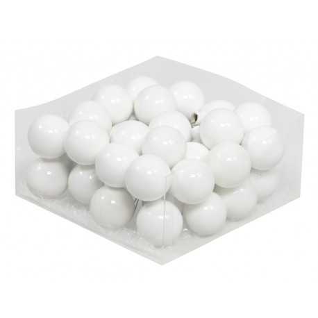 BOULE DE NOEL 30MM WHITE SATIN 18PCS