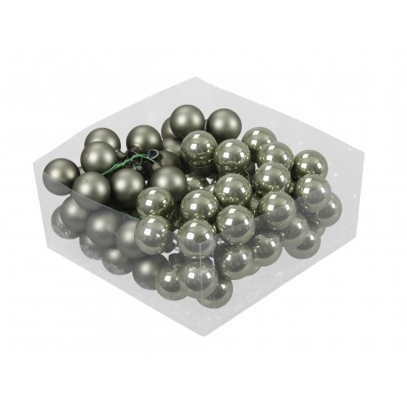 BOULE DE NOEL 30MM GRANITE GREEN 72PCS