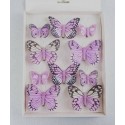 PAPILLONS 6PCS 8CM + 4PCS 5CM AVEC CLIP LILA