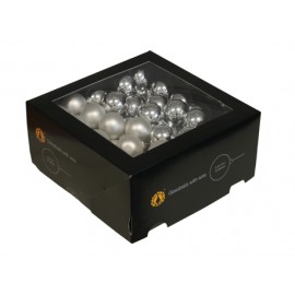 KERSTBOLLEN 30MM SILVER COMBI 72ST