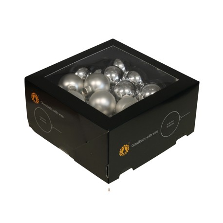 KERSTBOLLEN 40MM SILVER COMBI 36ST