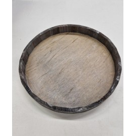 HOUTEN SCHAAL ROND 30X3CM GRIJS