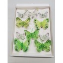 PAPILLONS 6PCS 8CM + 4PCS 5CM AVEC CLIP LIME GREEN