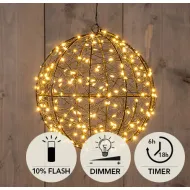 Boule metal d18cm 200led flash ip44 indoor/outdoor trafo timer+dimmer classic warm
