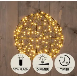 Boule metal d18cm 200led flash ip44 indoor/outdoor trafo timer+dimmer classic warm