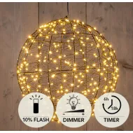 Boule metal d25cm 300led flash ip44 indoor/outdoor trafo timer+dimmer classic warm