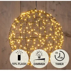 Boule metal d25cm 300led flash ip44 indoor/outdoor trafo timer+dimmer classic warm