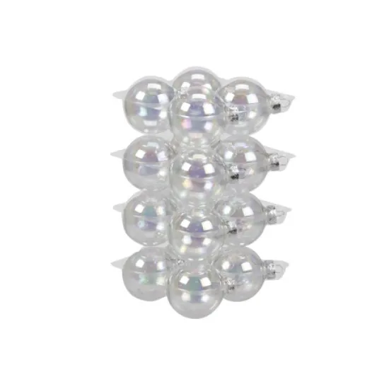 Kerstbollen 80mm clear pearl 16st