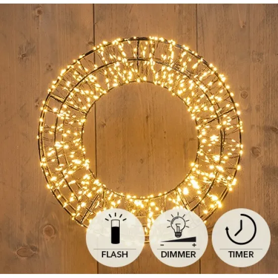 Couronne metal 36x8cm 1200led flash ip44 indoor/outdoor trafo timer+dimmer classic warm