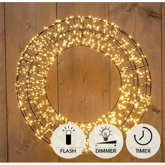 Couronne metal 48x10cm 1440led flash ip44 indoor/outdoor trafo timer+dimmer classic warm