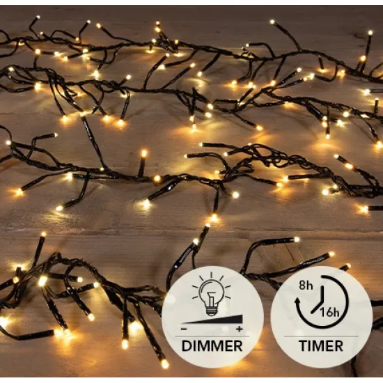 Guirlande led cluster 1152l/15m warm white/classic white ip44 timer 8/16u