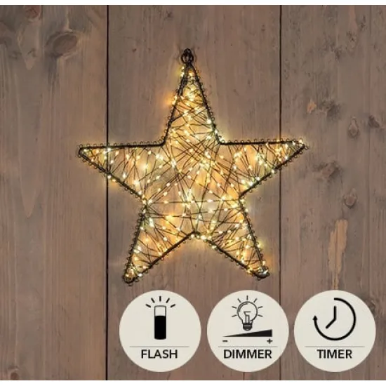 Etoile metal d26cm 200led flash ip44 indoor/outdoor trafo timer+dimmer classic warm