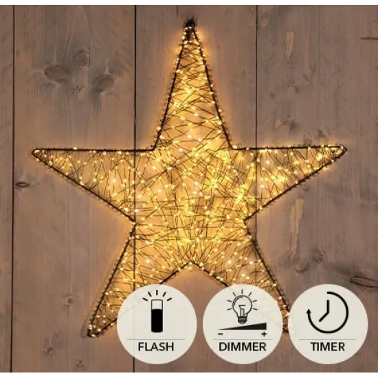 Etoile metal d56cm 500led flash ip44 indoor/outdoor trafo timer+dimmer classic warm