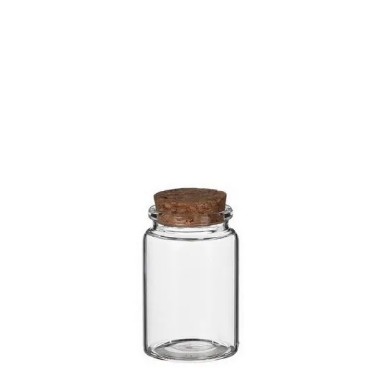 Storage bottle clear  with cork h7.5 h4.5cm 12pcs