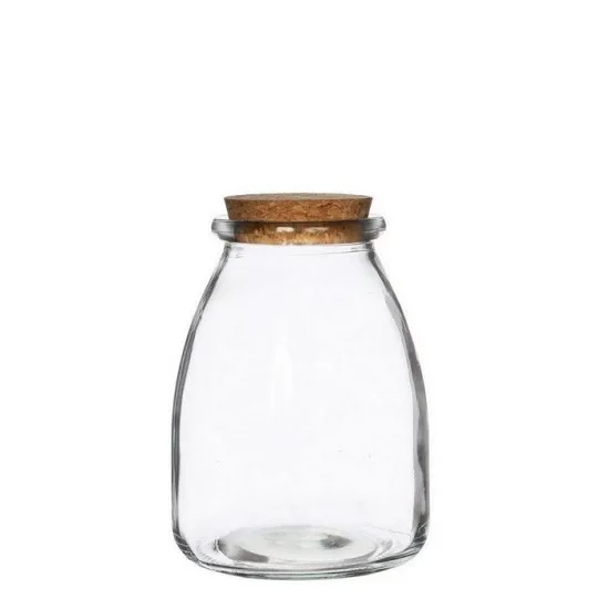 Storage bottle clear  with cork h12.5 d9cm 12pcs