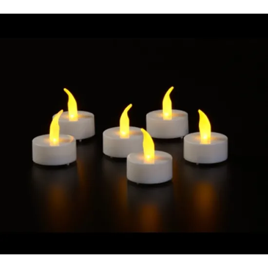 Tea light yellow flame effect led 6pcs