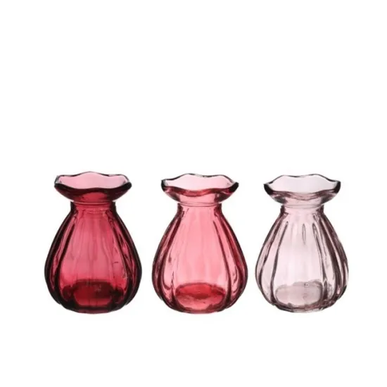 Glas vaasje d7 h9 roze 12st