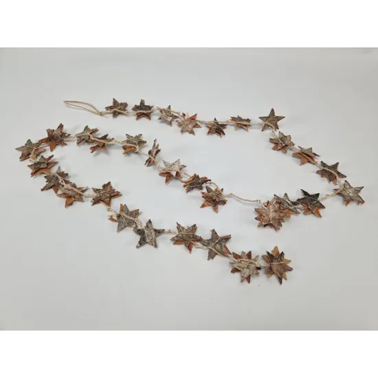 Guirlande etoiles ecorce de bouleau 183cm (66pcs)