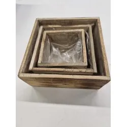 Houten bakje set 3st 12/12/9 16/16/9 21/21/9.5