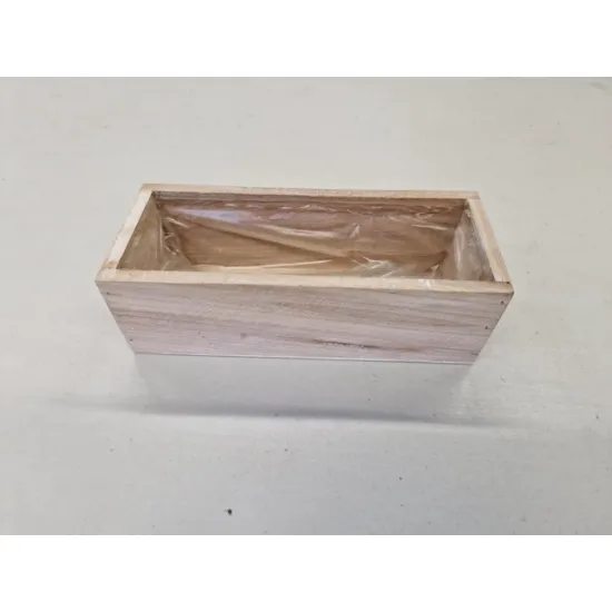 Wooden planter white wash 19x8x6cm