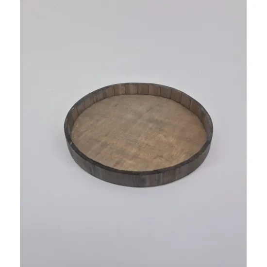 Wooden tray round 30x3cm grey