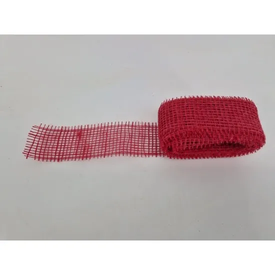 Jute 5cm x +/-5m rood
