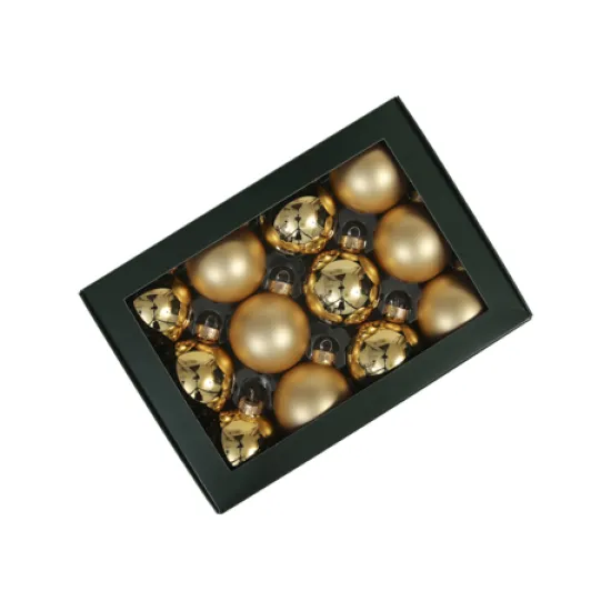 Kerstbollen 57mm bright gold combi 12st