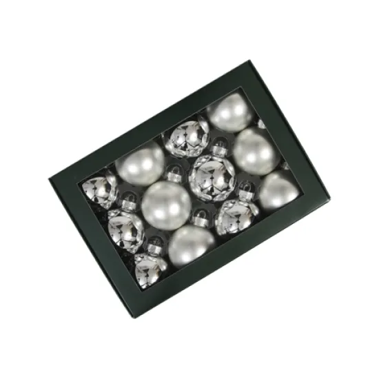 Kerstbollen 57mm silver combi 12st
