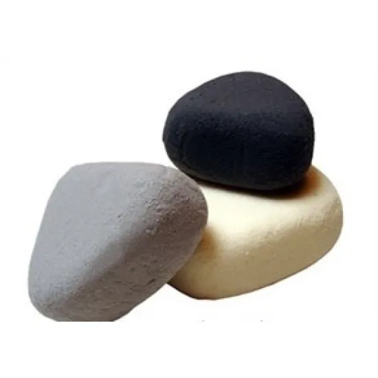 Rainbow foam pebbles +/-3cm 270st ivory/silver/grey