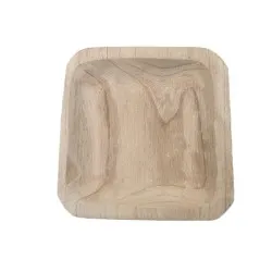 Plate square 30x30x5cm paulownia natural