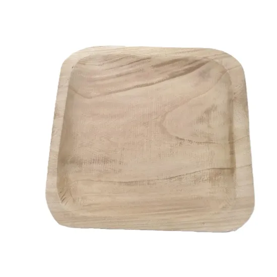 Plate square 35x35x5cm paulownia natural