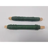 Fil de fer  laque vert sur batonnet en bois 0,70mm 33m 100gr 2pcs