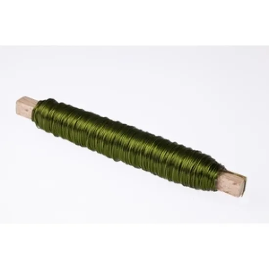 Binding wire moss green on wooden peg 0.50mm 50m 100gr