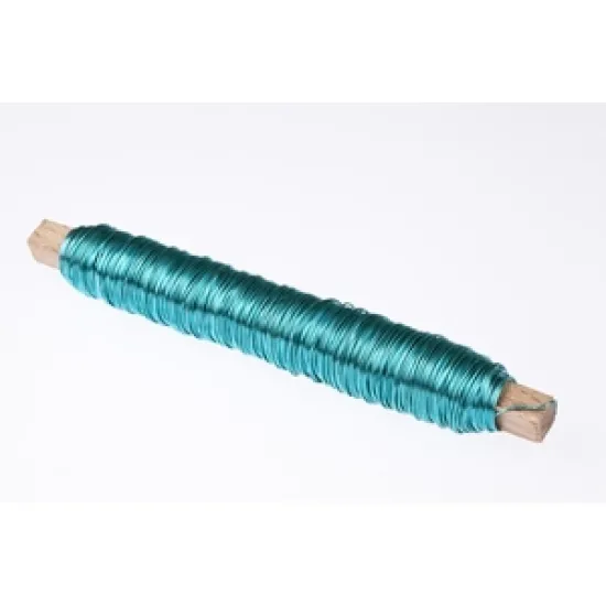 Fil de fer  turquoise sur batonnet en bois 0,50mm 50m 100gr