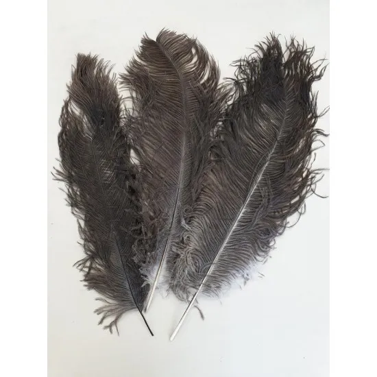 Ostrich feathers drab 41-50cm natural 3pcs