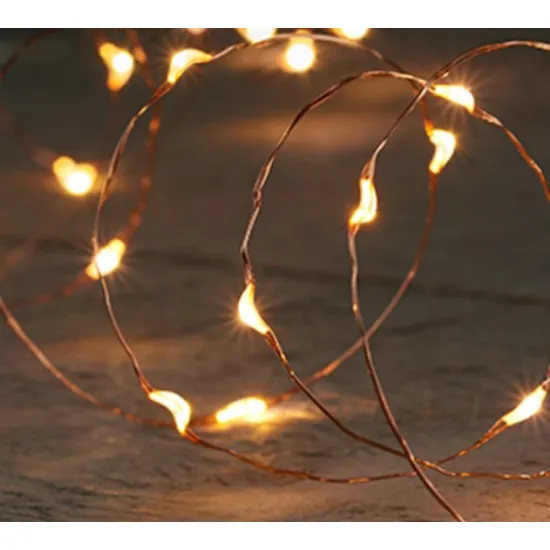 Lighting on batteries (without battery!) indoor copper wire 40l/2m led classic white - 10cm cable run transparant