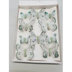 Butterflies mint 6pcs 8cm + 4pcs 5cm with clip