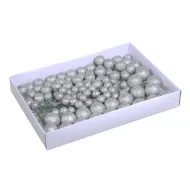 Boule de noel 20/30/40mm silver glitter on wire 100pcs