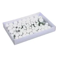 Boule de noel 20/30/40mm white glitter on wire 100pcs
