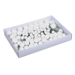Boule de noel 20/30/40mm white glitter on wire 100pcs