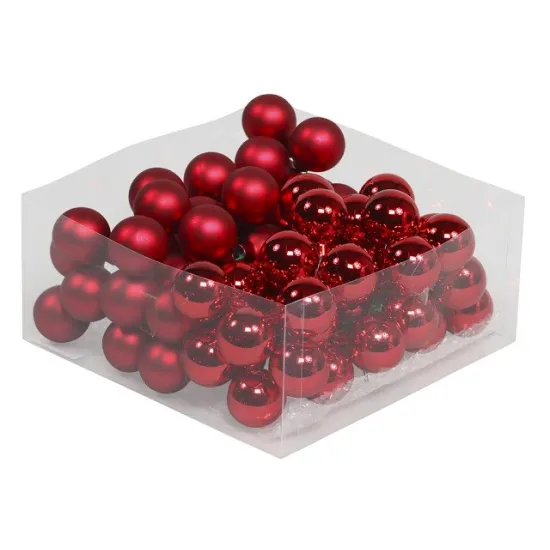 Kerstbollen 30mm red combi 72st