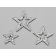 Etoiles ouvertes glitter argent 35x45x55x65mm 24pcs