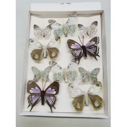 Butterflies natural 6pcs 8cm + 4pcs 5cm with clip